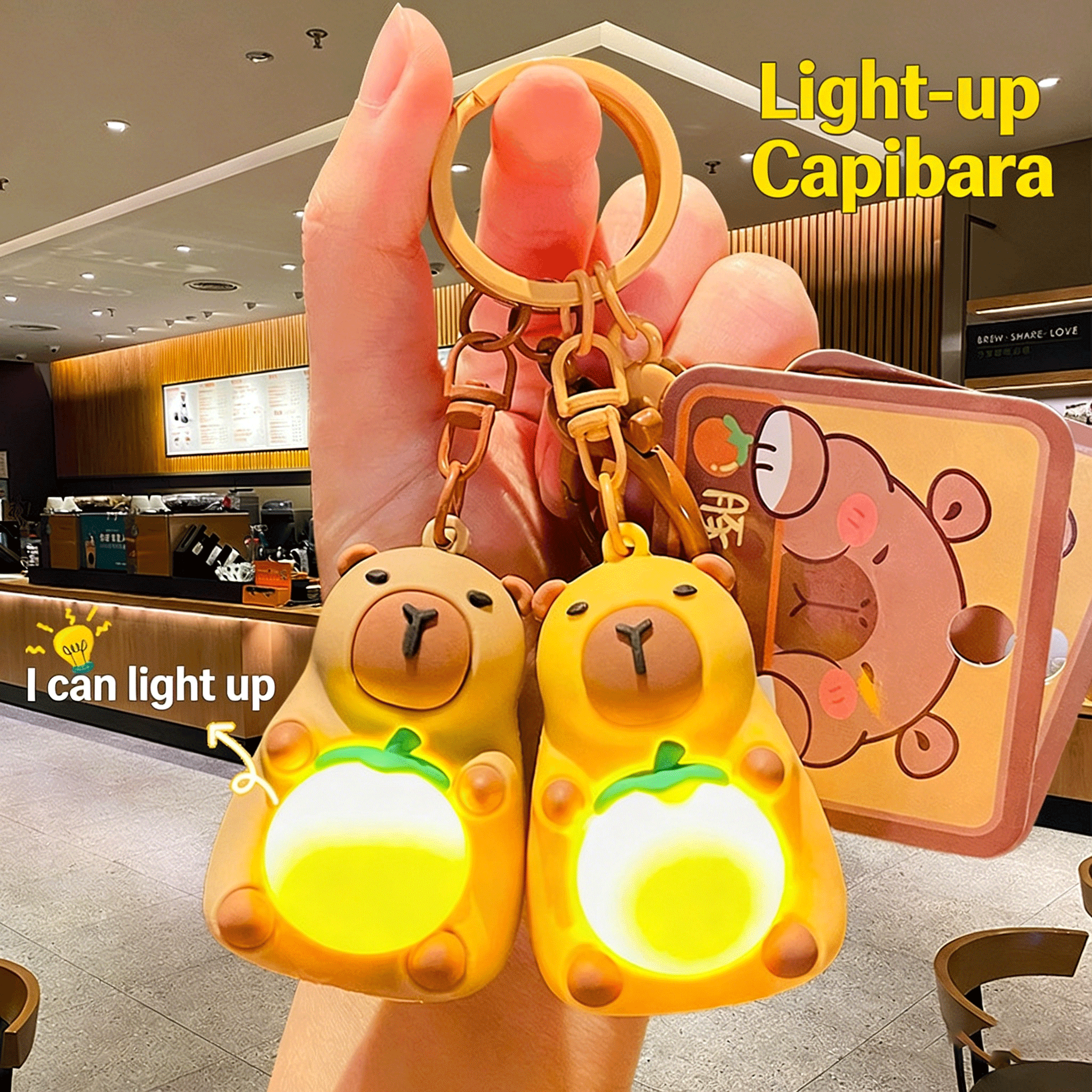 Lighting Decor Items - Simulation Capybara Doll Keychain Toy In