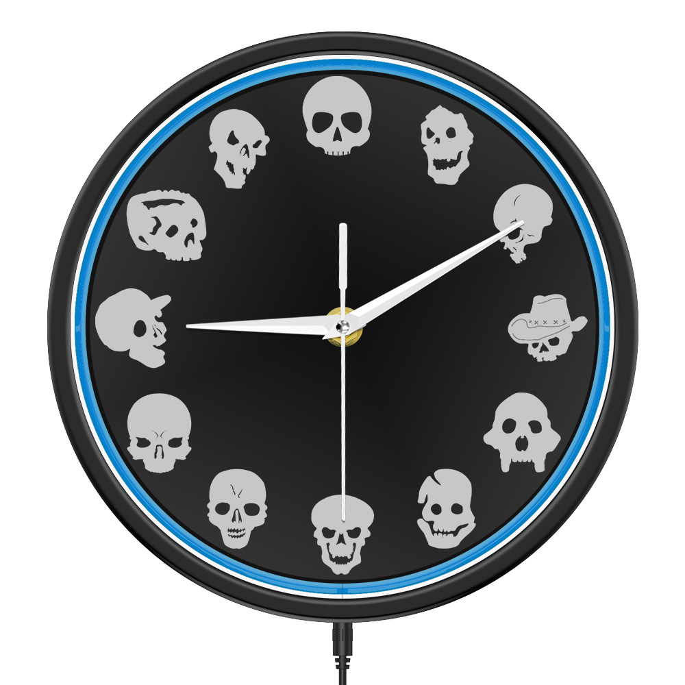 Lighting Home Decor Wall Clocks - Skull Heads LED Neon Lighting Clock