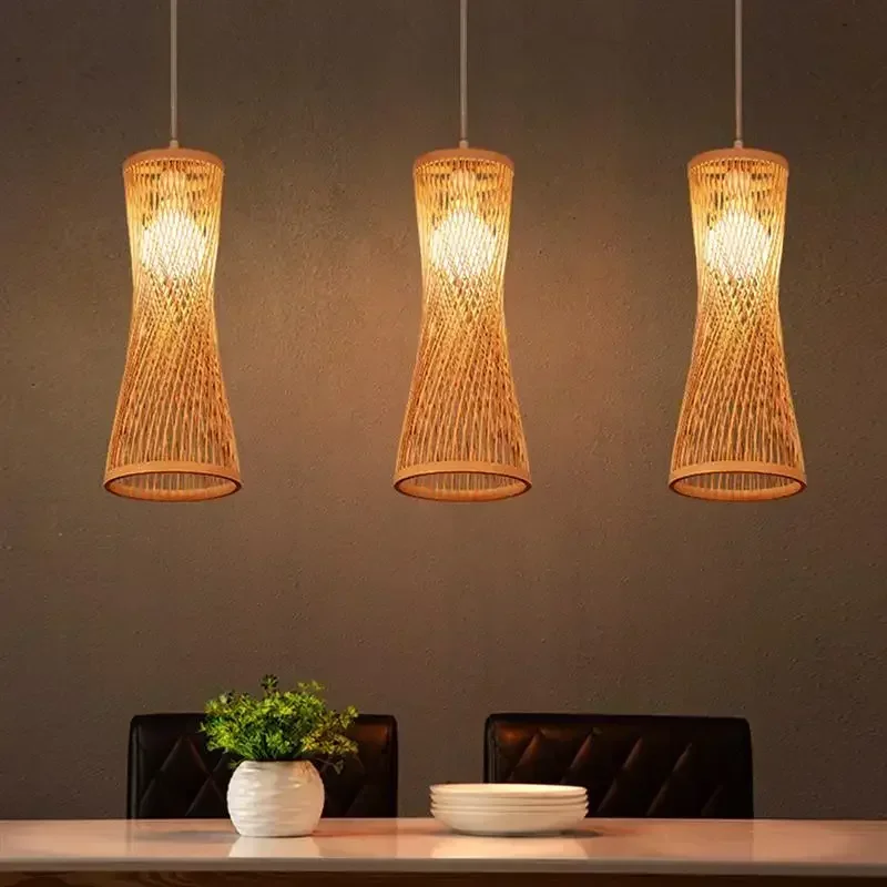 Japanese Lighting Decor - Rattan Woven Japanese Bamboo Chandelier Chinese