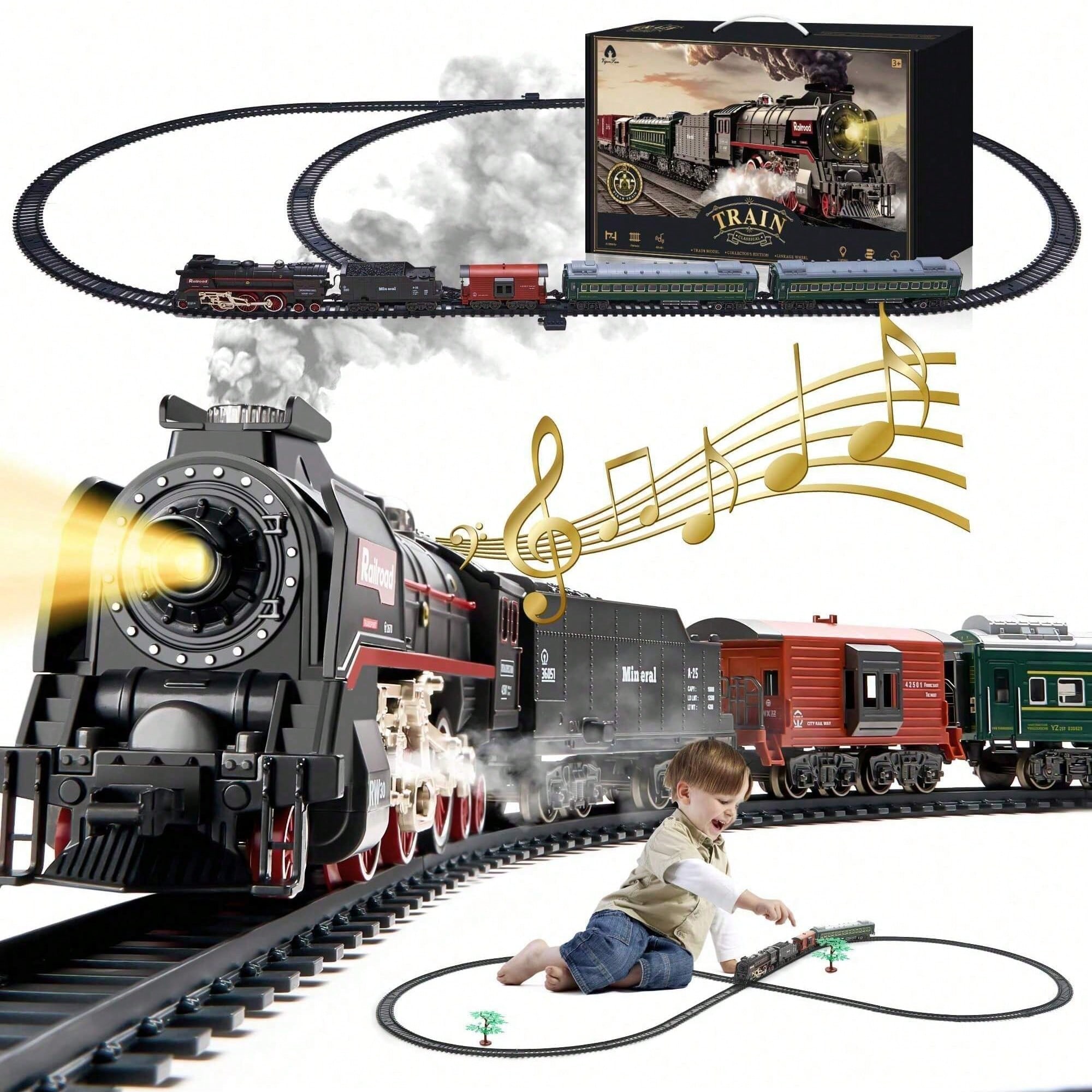 Lighting Decor - Luxury Electric Train Set with Smoke
