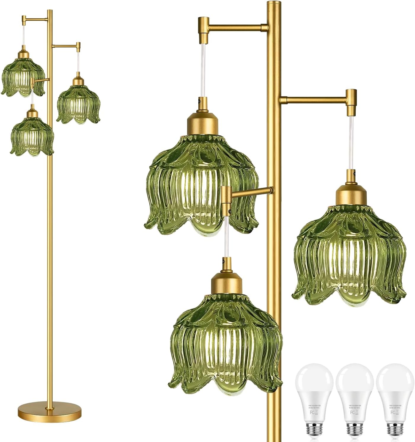 Vintage Gold Glass Floor Lamp  - Lighting Decor avis et prix