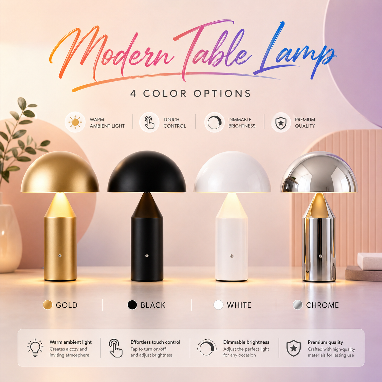 Metal Mushroom Table Lamp Mode - Mushroom Table Lamp avis et prix
