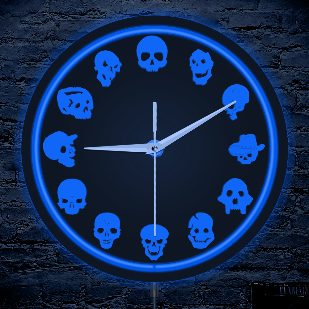 Skull Heads LED Neon Lighting  - Lighting Home Decor Wall Clocks avis et prix
