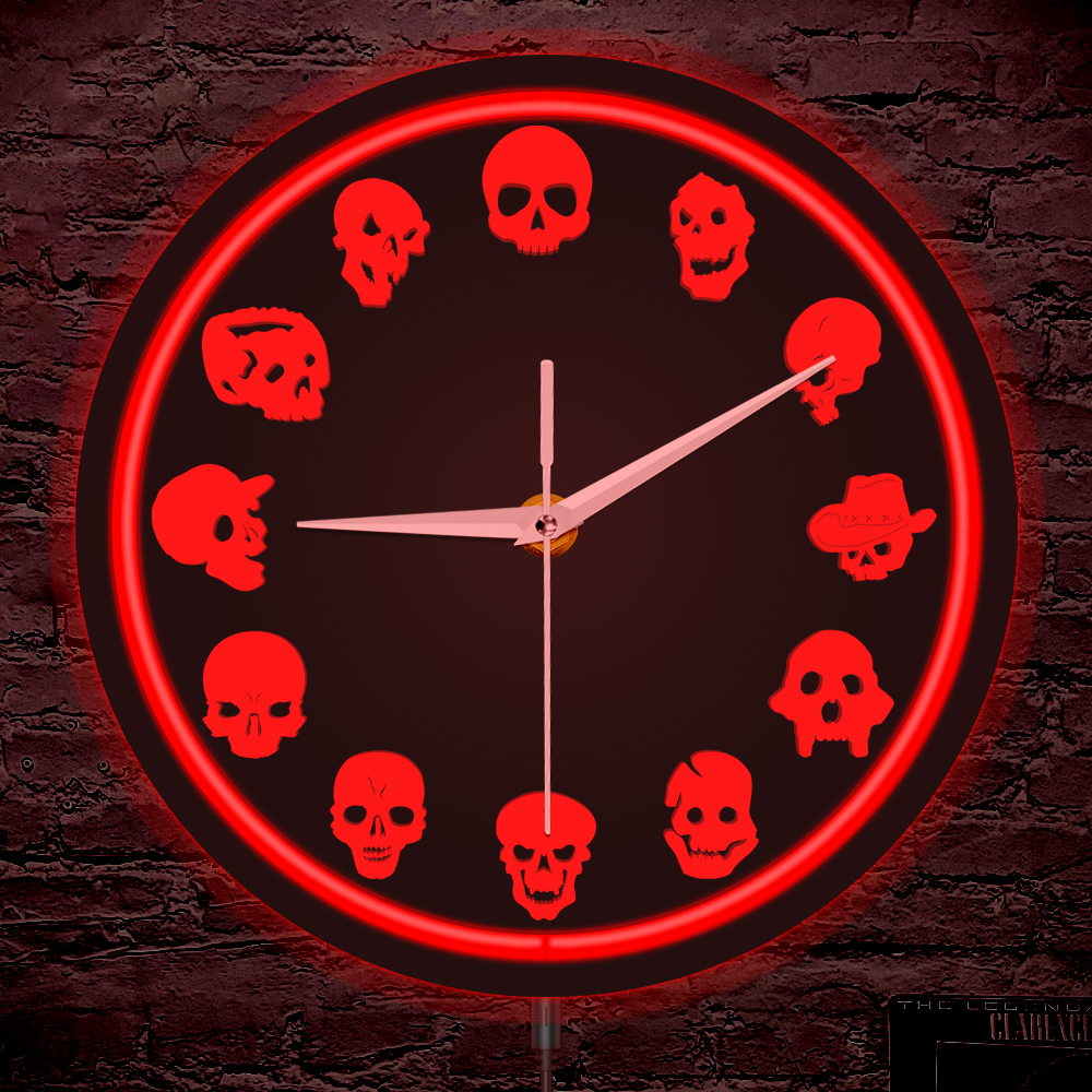 Skull Heads LED Neon Lighting  - Lighting Home Decor Wall Clocks avis et prix