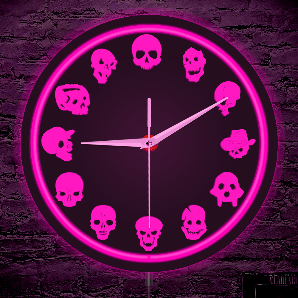 Skull Heads LED Neon Lighting  - Lighting Home Decor Wall Clocks avis et prix
