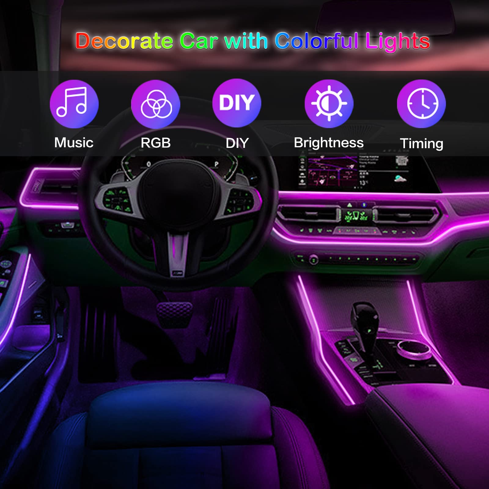 LED Car Interior Ambient Strip - Lighting Bolt Decor avis et prix
