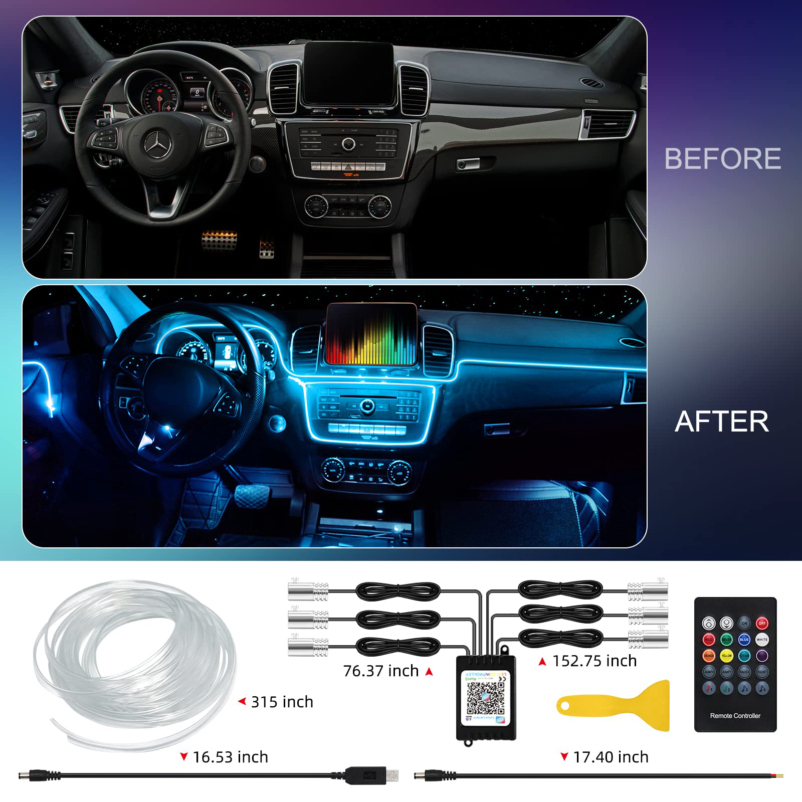 LED Car Interior Ambient Strip - Lighting Bolt Decor avis et prix