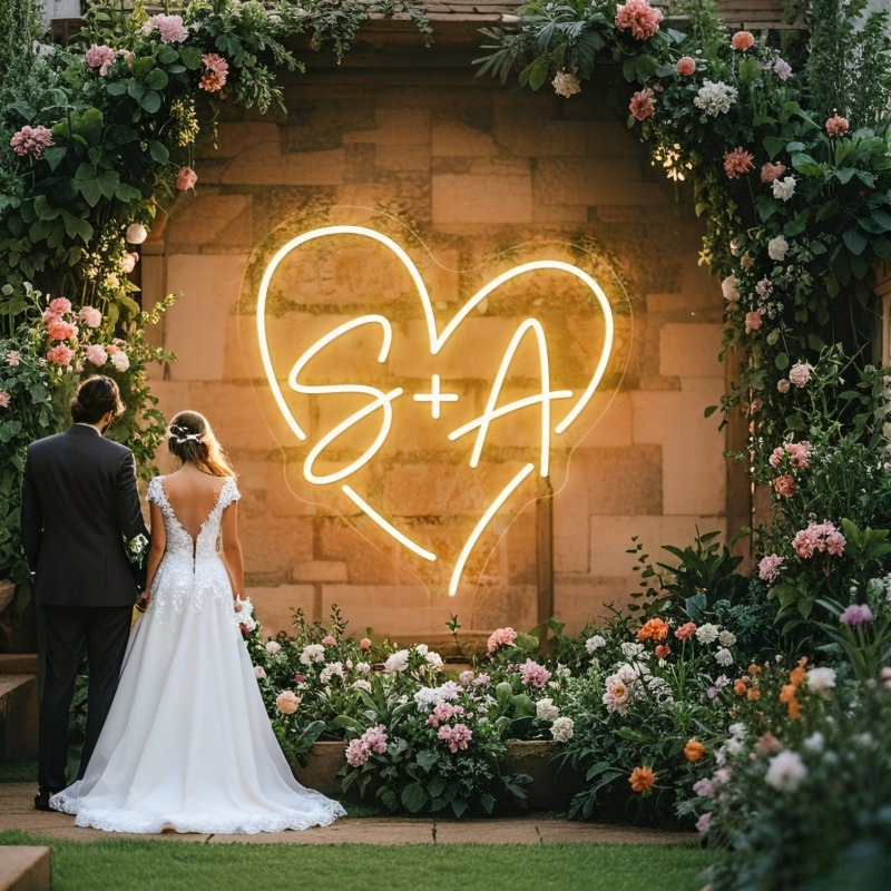 Custom Initials Heart LED Neon - Lighting Decor Items avis et prix