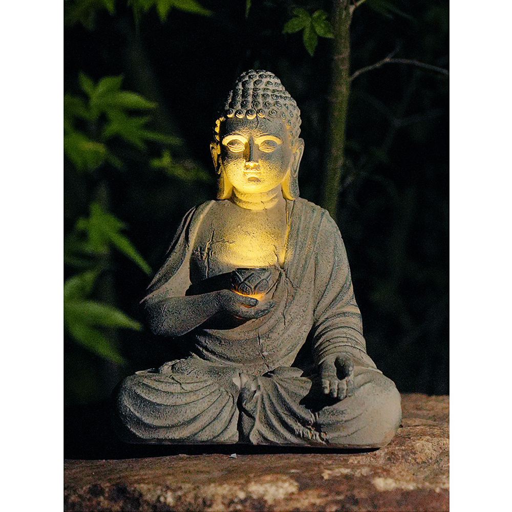 Resin Solar Buddha Statue Scul - Japanese Lighting Decor avis et prix