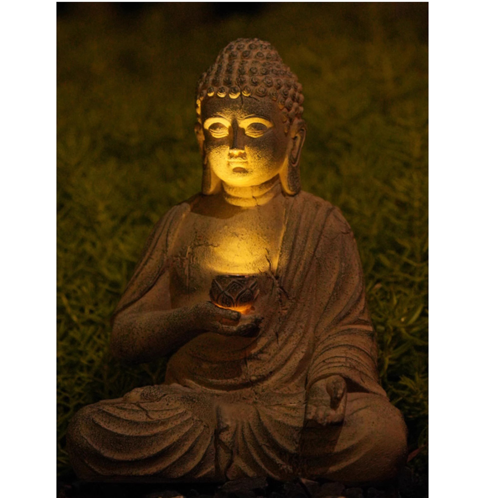 Resin Solar Buddha Statue Scul - Japanese Lighting Decor avis et prix