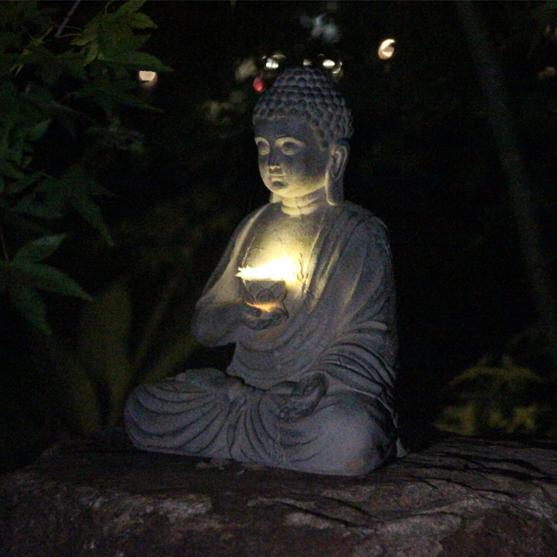 Resin Solar Buddha Statue Scul - Japanese Lighting Decor avis et prix