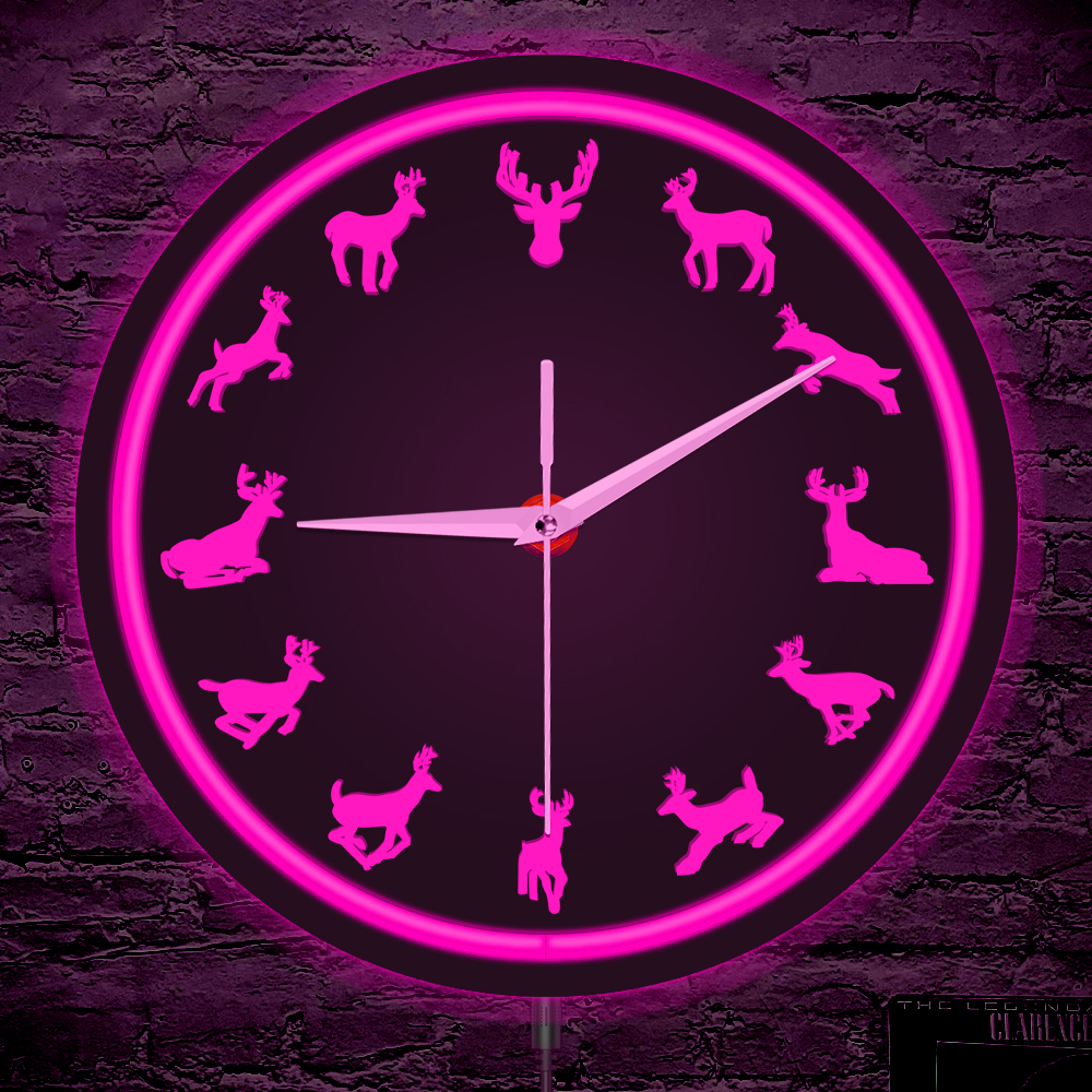 LED Lighting Deer Silhouette W - Lighting Home Decor Wall Clocks avis et prix