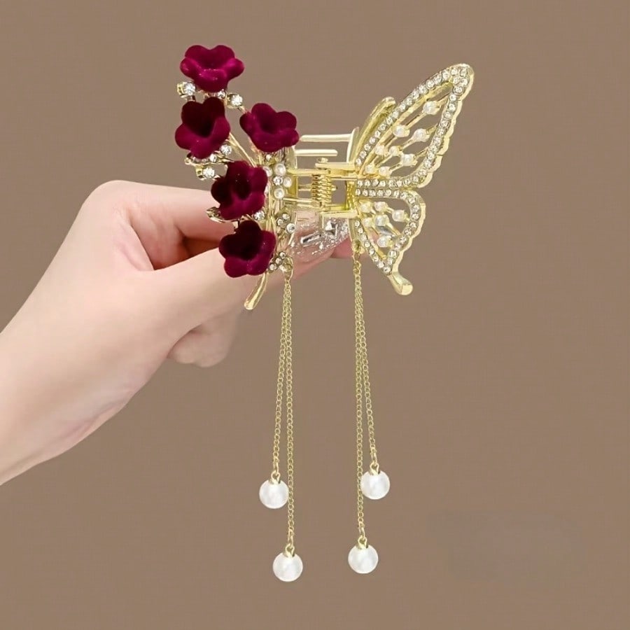 Elegant Rose Butterfly Hairpin - Japanese Lighting Decor avis et prix