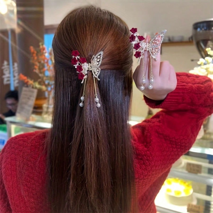 Elegant Rose Butterfly Hairpin - Japanese Lighting Decor avis et prix