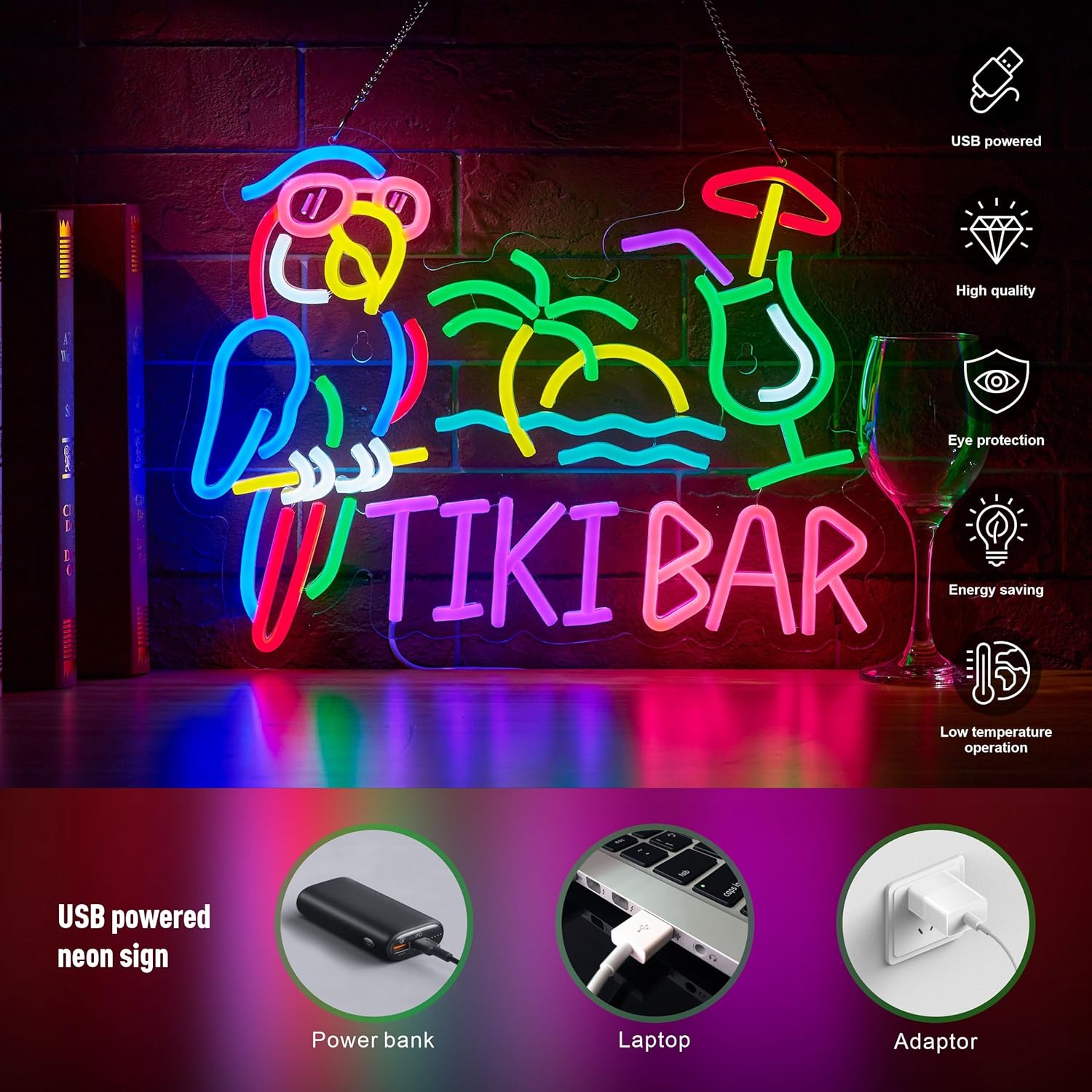 Tiki Bar Parrot Palm Tree Neon - Lighting Decor Items avis et prix
