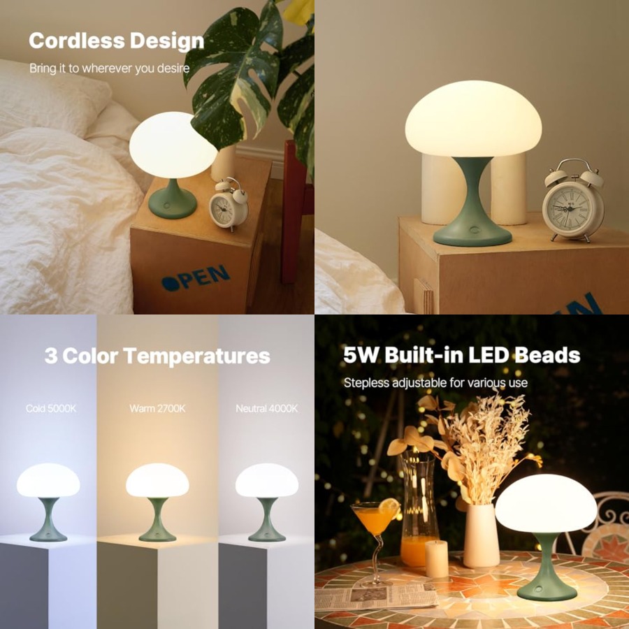 Mushroom Lamp, 5W LED Cordless - Mushroom Table Lamp avis et prix