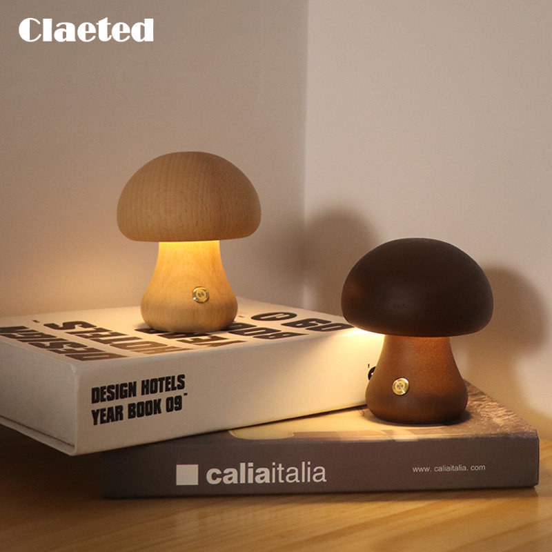 Claeted Wooden Mushroom Bedsid - Mushroom Table Lamp avis et prix