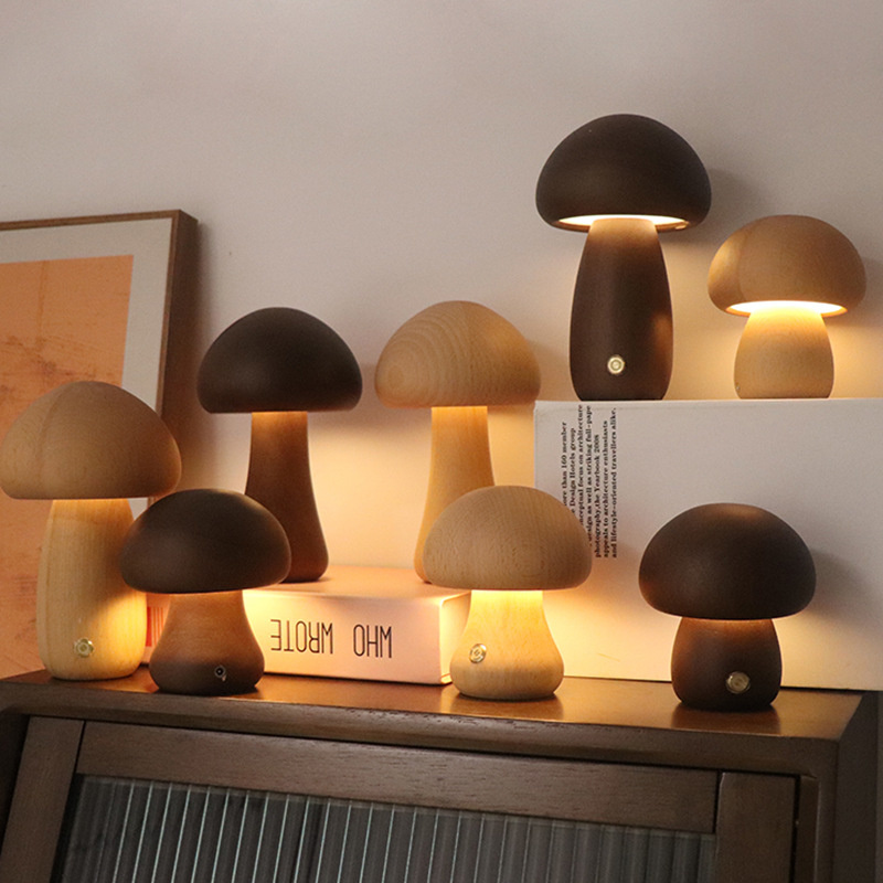 Claeted Wooden Mushroom Bedsid - Mushroom Table Lamp avis et prix