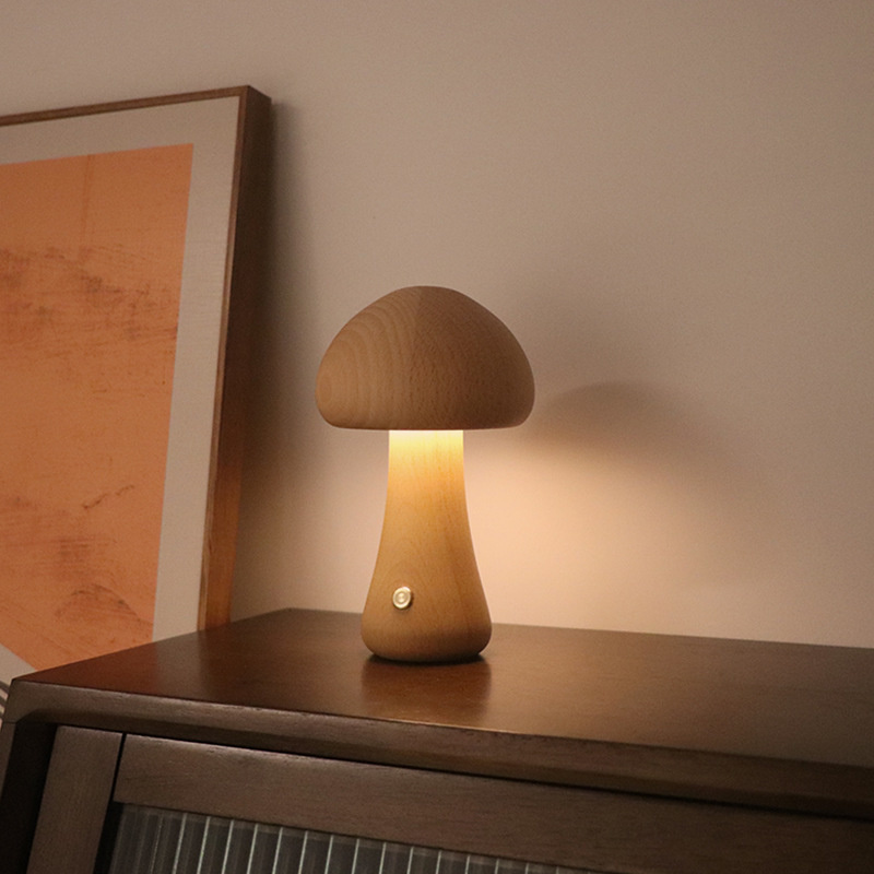 Claeted Wooden Mushroom Bedsid - Mushroom Table Lamp avis et prix