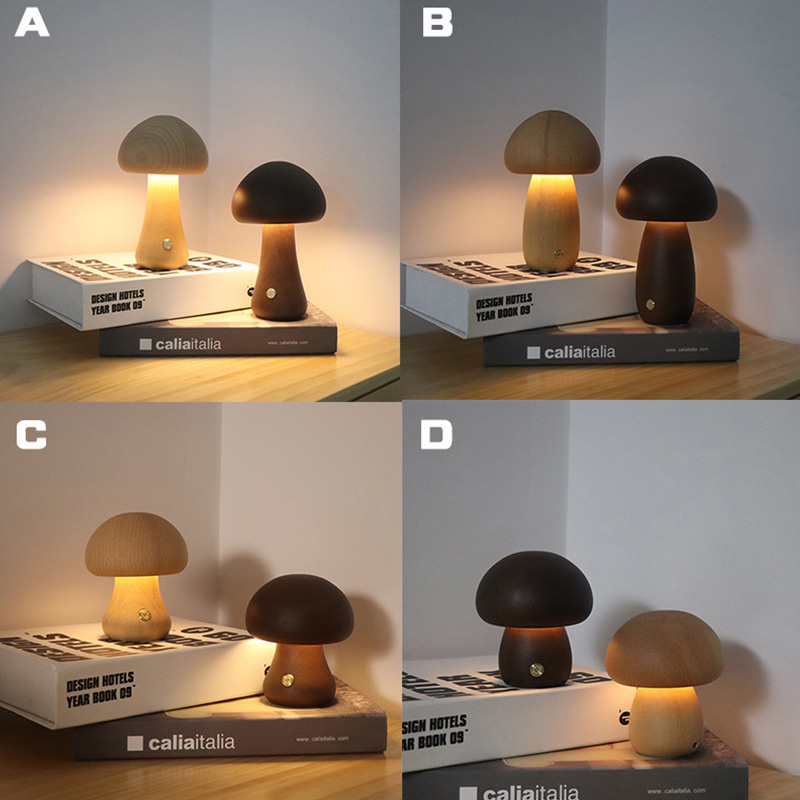 Claeted Wooden Mushroom Bedsid - Mushroom Table Lamp avis et prix