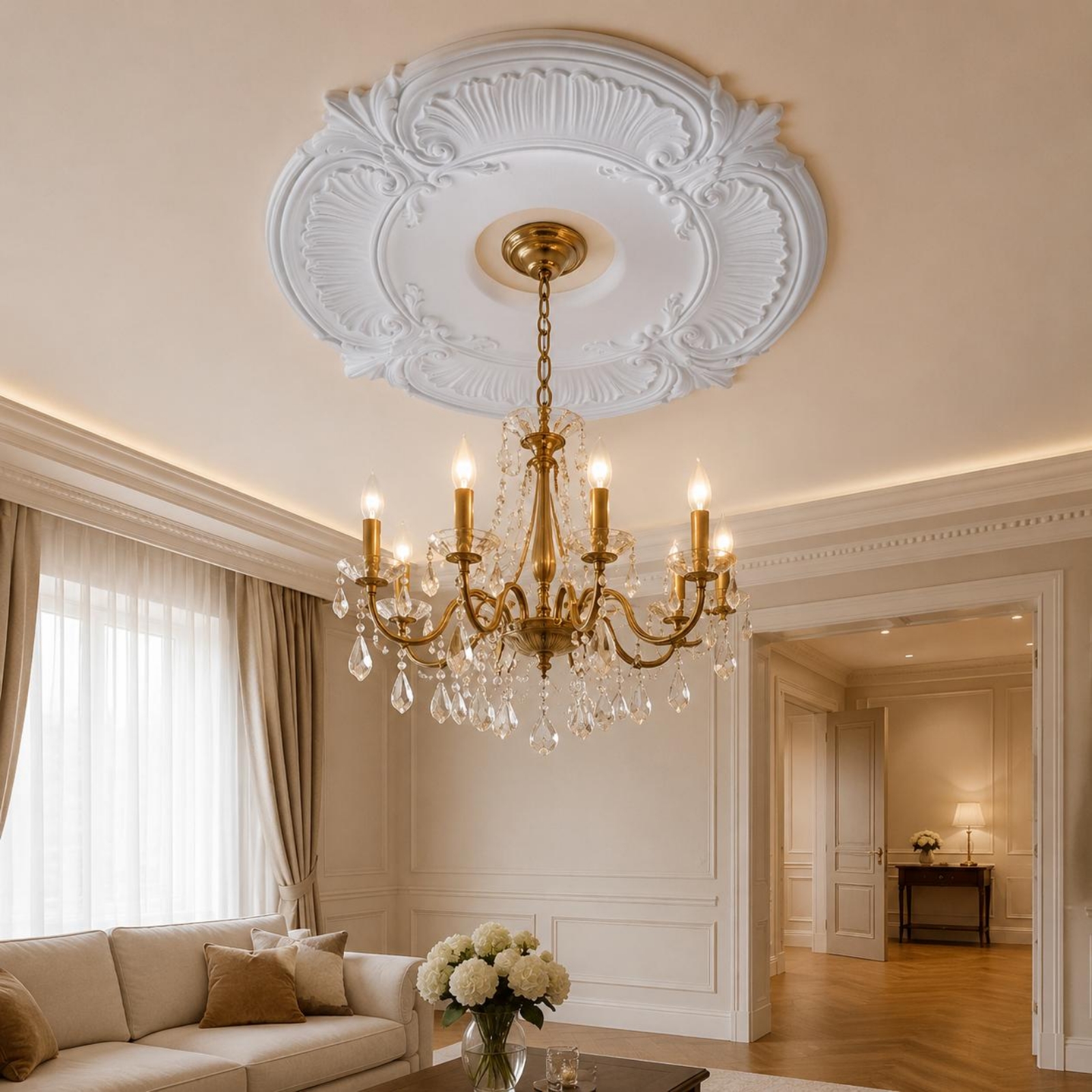 Round PU Ceiling Medallion Scr - Lighting Decor avis et prix